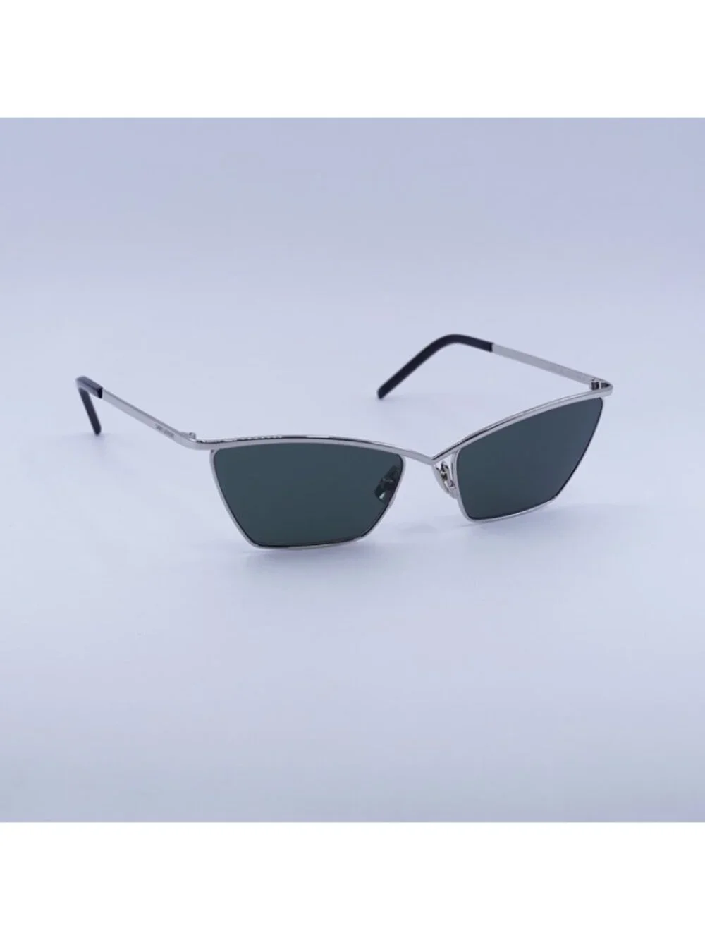 Saint Laurent SL637 002 Sunglasses Silver Cat Eye Frame, Grey Lenses